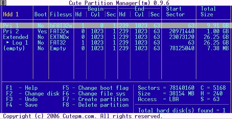 Cute Partition Manager