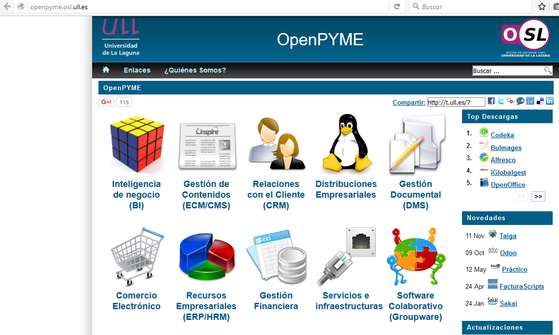 Página Web que lista los mejores programas para Pymes