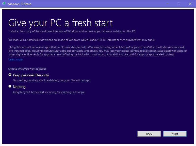 Windows 10 Refresh Tool
