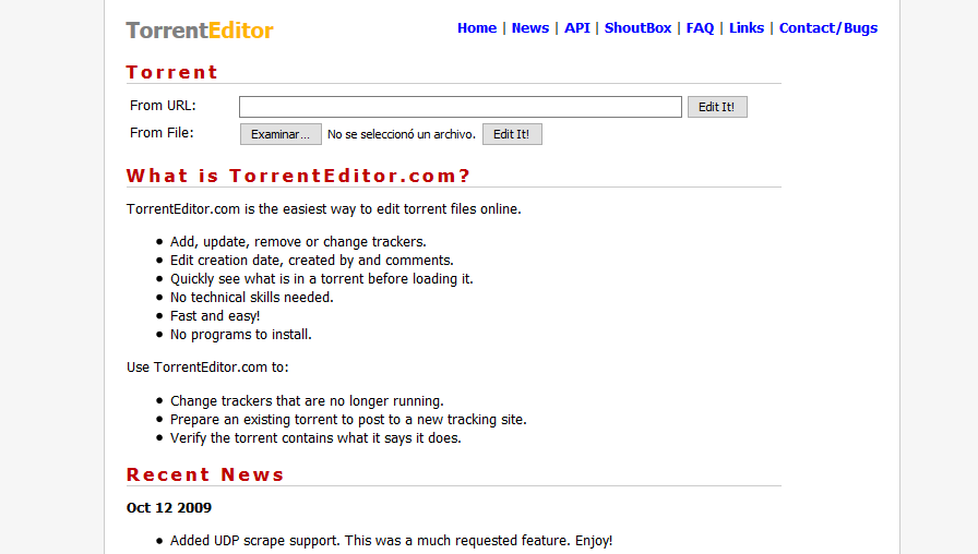 Editar Torrent desde el navegador Web