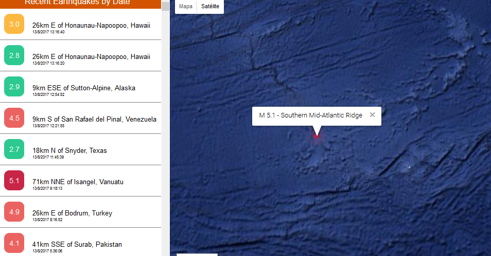 Página Web para ver terremotos
