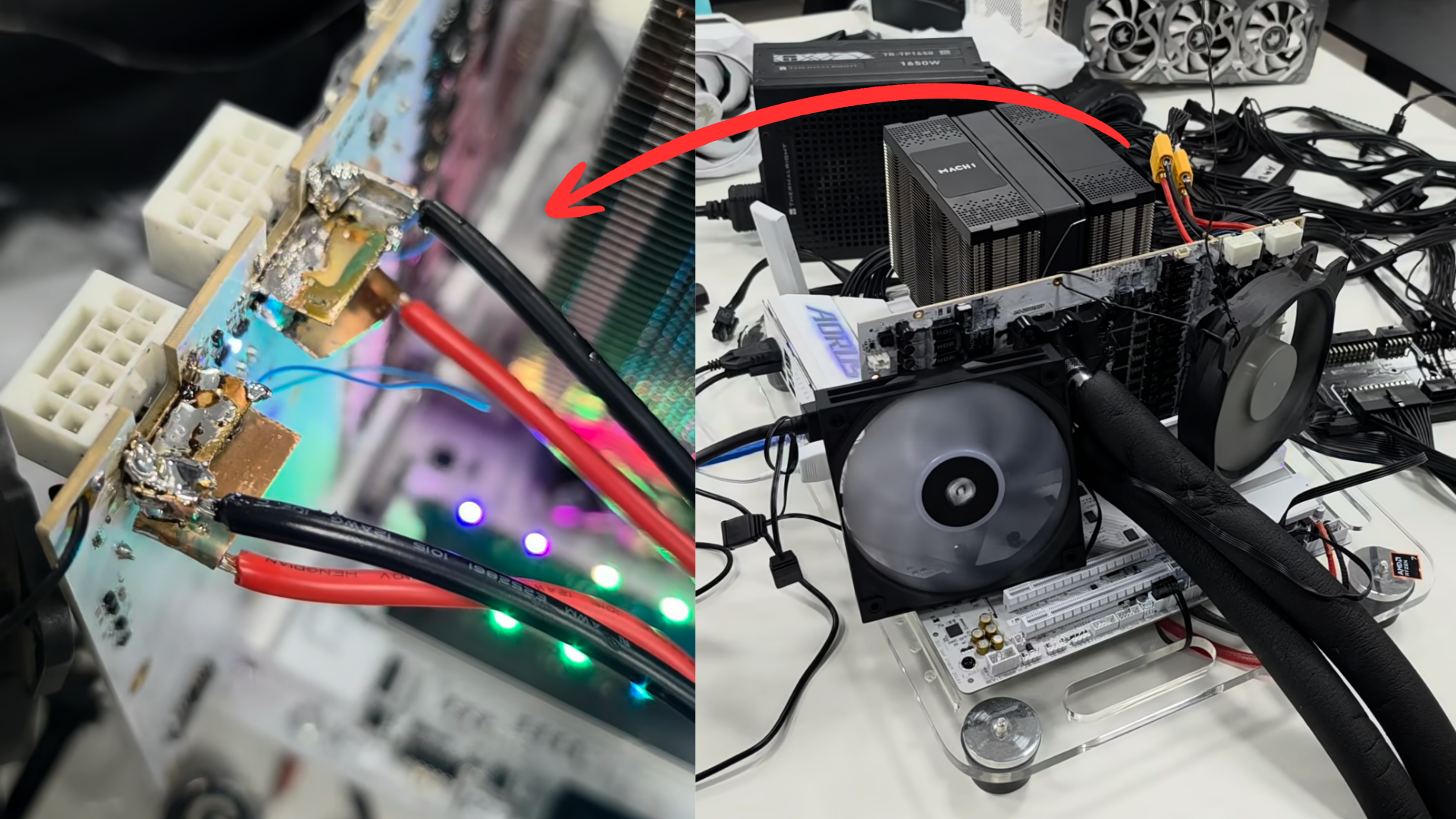 Cabos RTX 5090 soldados: mod da TecLab funcionou, mas não é para casa