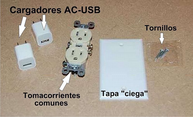 Cargador USB de pared (Dentro de la pared)