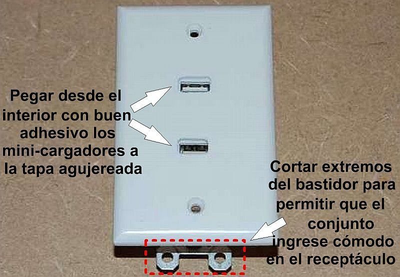 Cargador USB de pared (Dentro de la pared)