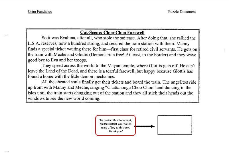 Accedi al «Documento di Puzzle» di Grim Fandango, un classico di LucasArts