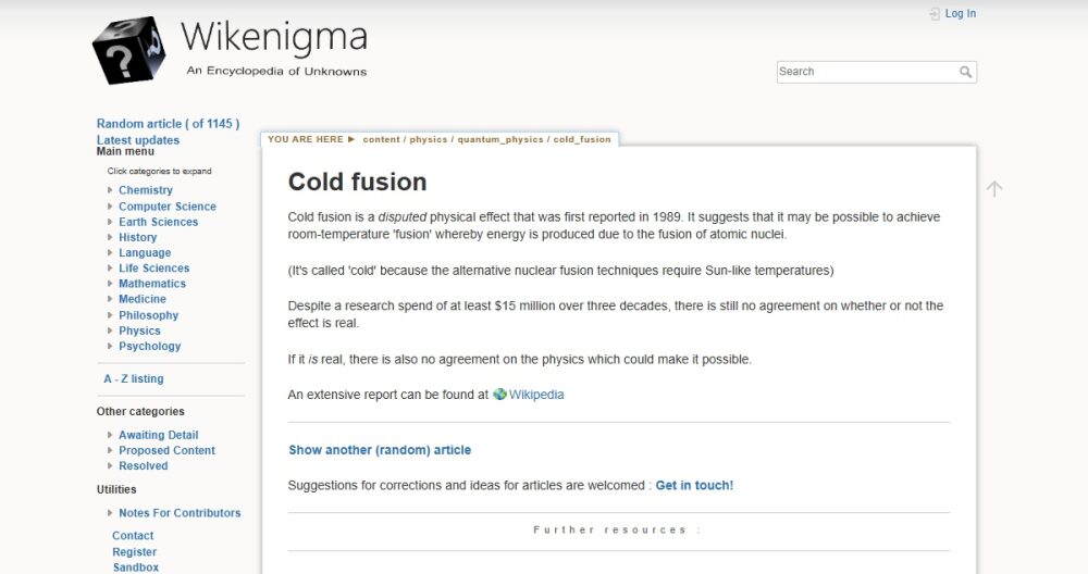 Wikenigma: Eine Enzyklopädie des Unbekannten