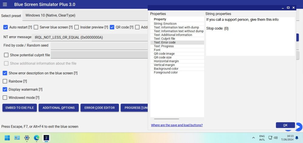 Blue Screen Simulator Plus: Simulate Blue Screens