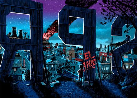 Springfield nocą we wspaniałej sztuce Tima Doyle'a