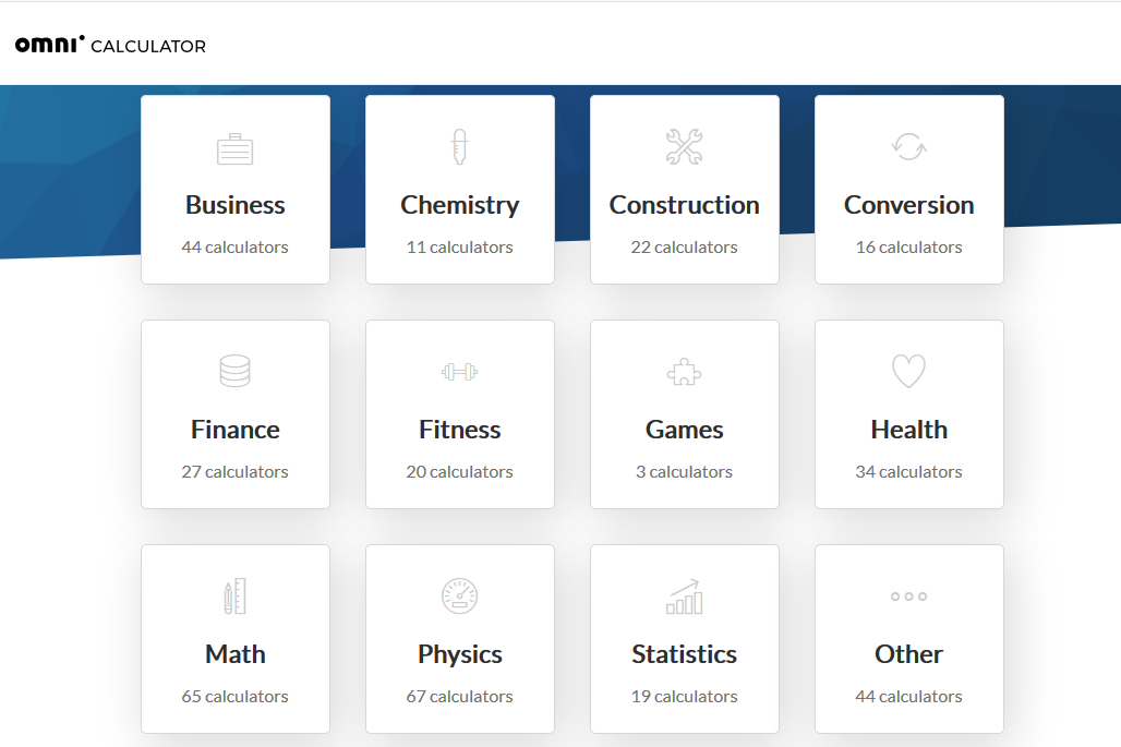 Onmi Calculator: A Site with 372 Calculators of All Types