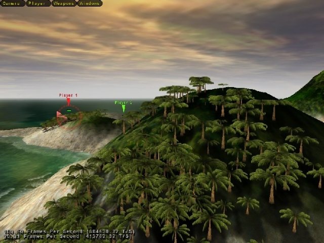 Los paisajes que podemos ver en Scorched 3D son muy lindos, pero no te distraigas y apunta bien...