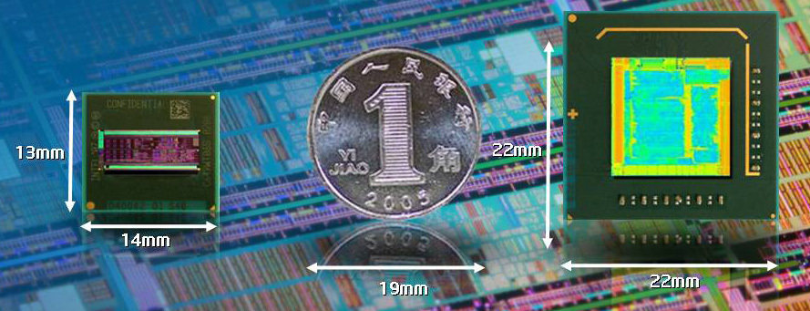 Sólo se podía lograr con un procesador y chips muy pequeños (Atom a la izquieda, procesador "pequeño" a la derecha)