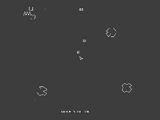 "Asteroids", un clásico juego con graficos vectoriales.