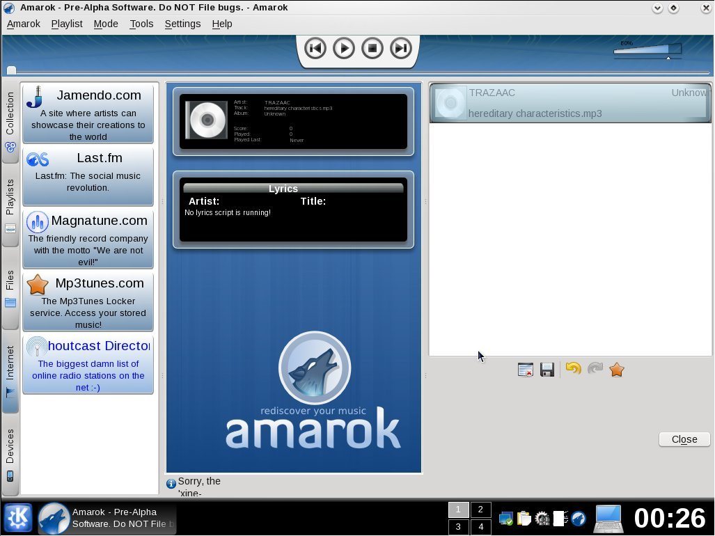 Amarok, en KDE