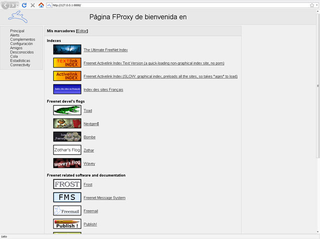La página principal en español de FreeNet