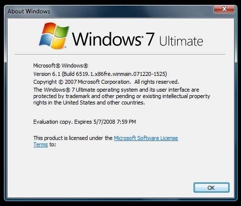 El primer Milestone de Windows 7, versión 6519
