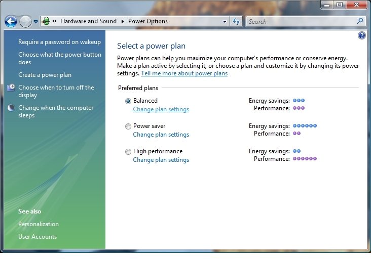 El equivalente en inglés de Economizador se llama Power Saver en Windows Vista