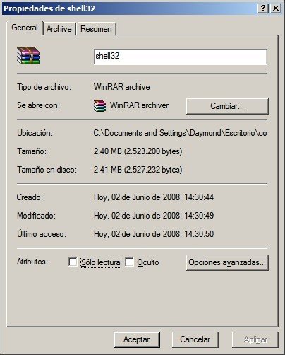 Shell32.dll usando WinRAR