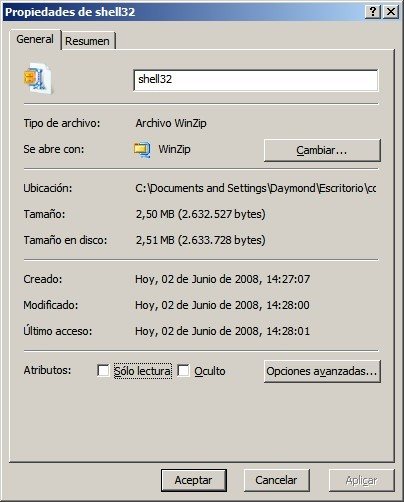 Shell32.dll con el WinZIP