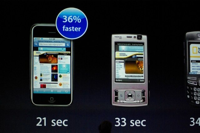 El iPhone derrota al N95. El otro en la imagen es un Treo.