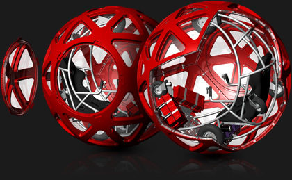Un modelo 3D de la BuzzBall donde se ve mejor el vehículo interno
