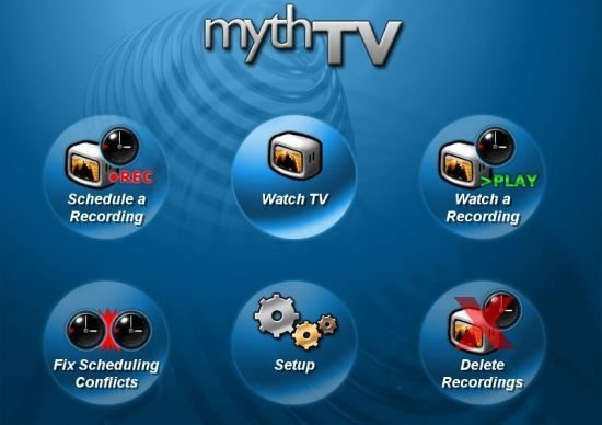 El menú principal de MythTV.