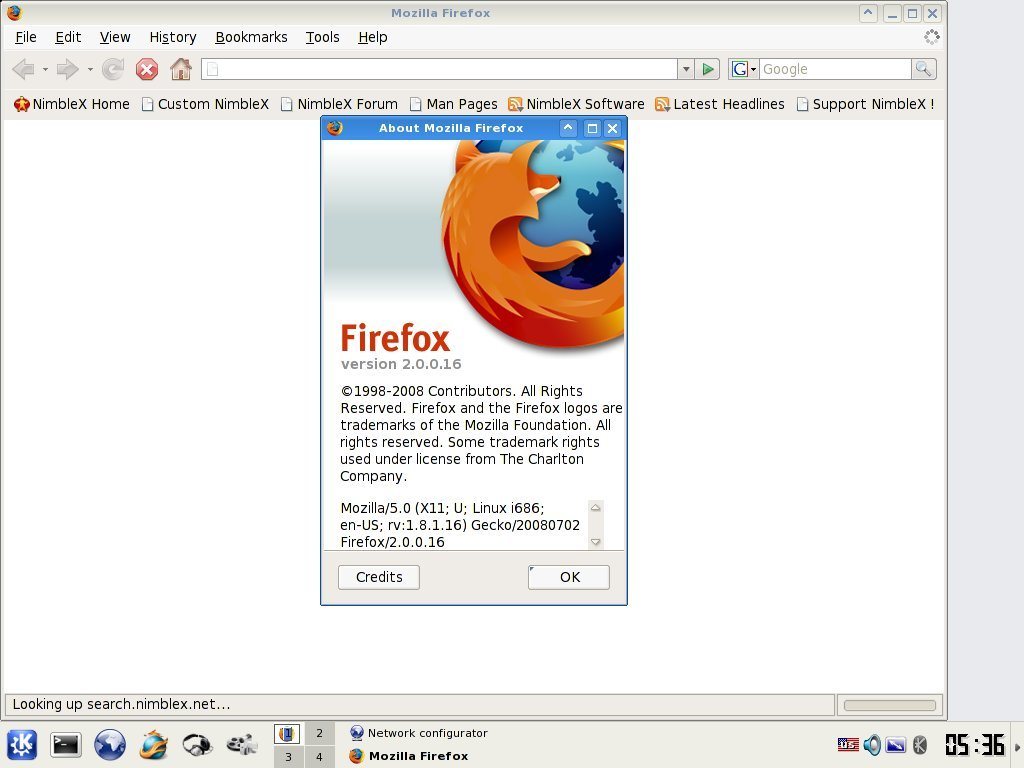 NimbleX viene con la versión 2 de Firefox