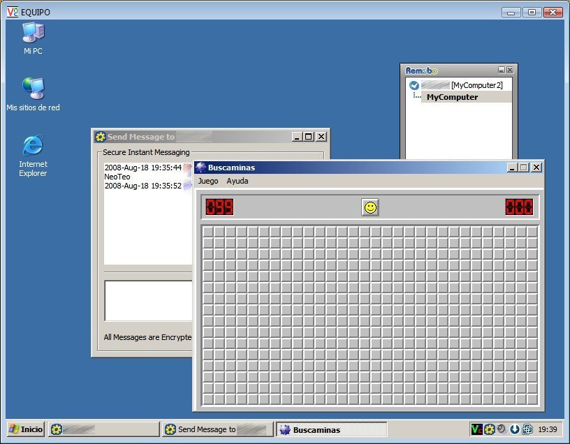 Una conexión remota desde un ordenador con Windows Vista a otro con Windows XP. Sin problemas.
