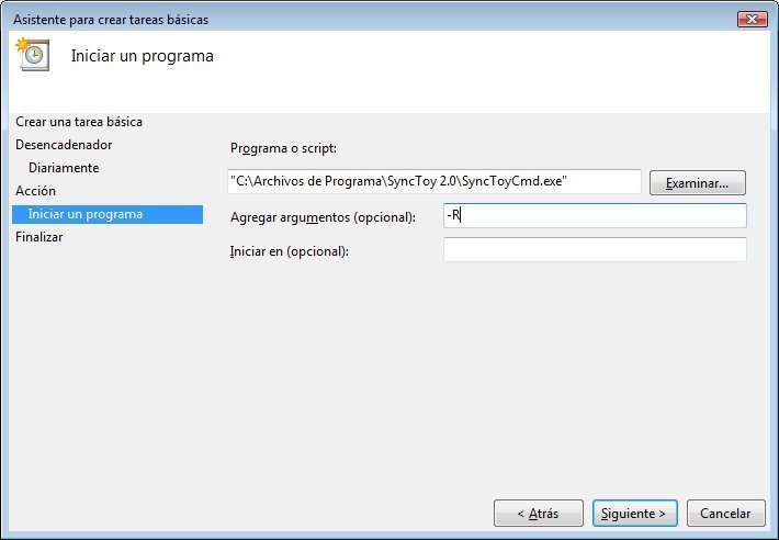 Programando SyncToy en Windows Vista