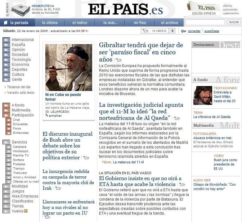 Diario El país, en sus iniciosen 2004