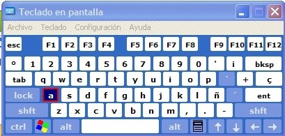 El teclado virtual de Windows XP.