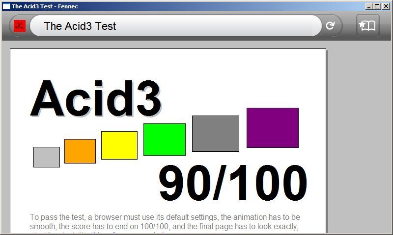 La prueba de Acid3 tuvo un muy buen resultado