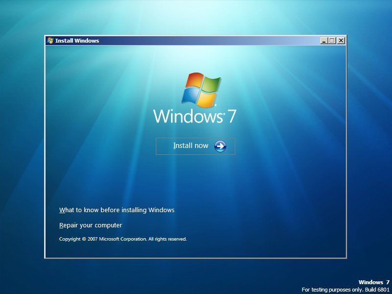 La primera imagen de Windows 7 antes de instalarlo