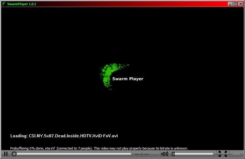La pantalla principal de SwarmPlayer