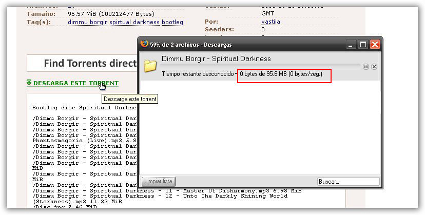 Con FireTorrent, el archivo torrent se descargará completo sin necesidad de un cliente
