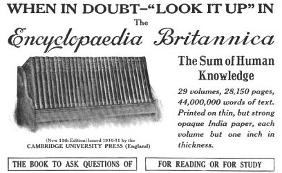 Publicidad de 1913 de la Enciclopedia Británica. Tomado de la Wikipedia.