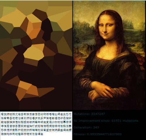 La Mona Lisa vía Twitter. Debajo: los caracteres necesarios para formar la imagen.