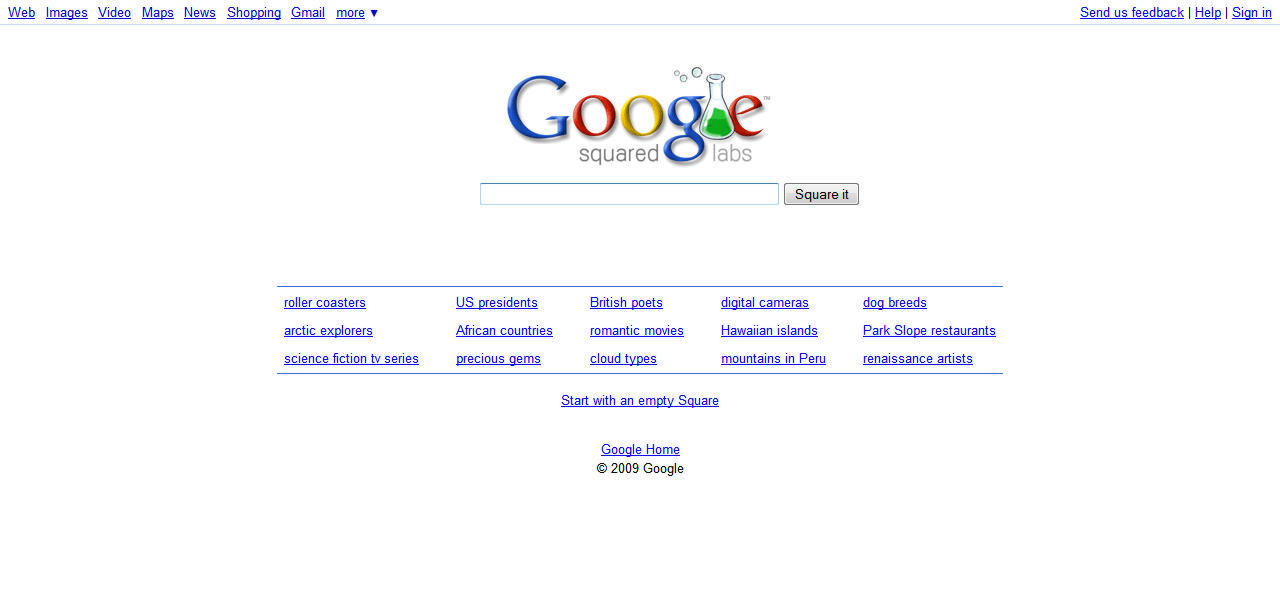 El portal de Google Squared