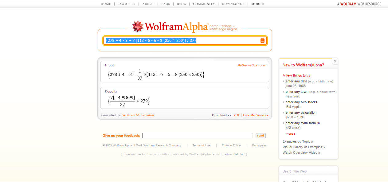 ... mientras que Wolfram Alpha dio una cátedra.