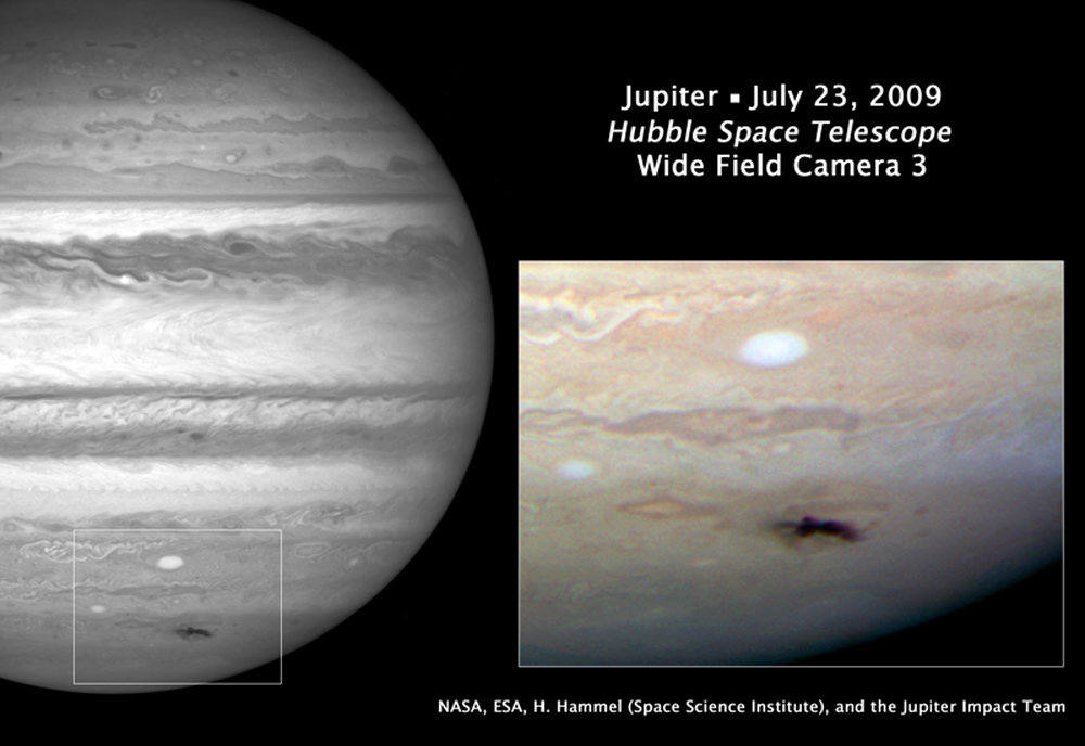 Huellas del impacto de un asteroide en Júpiter