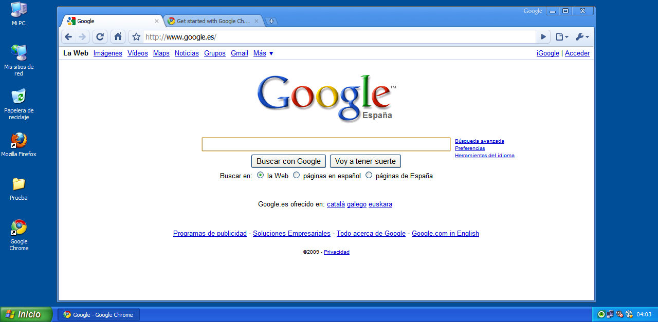 Google Chrome, versión 3.0. Idéntico a sus antecesores en lo estético.