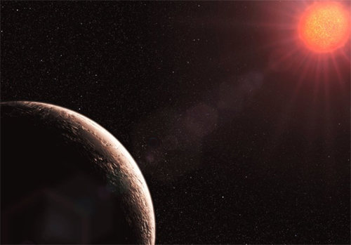 Concepto de Gliese 581 e,el exoplaneta más pequeño hasta la fecha. Es muy posible que haya otros mucho más adecuados para la vida.