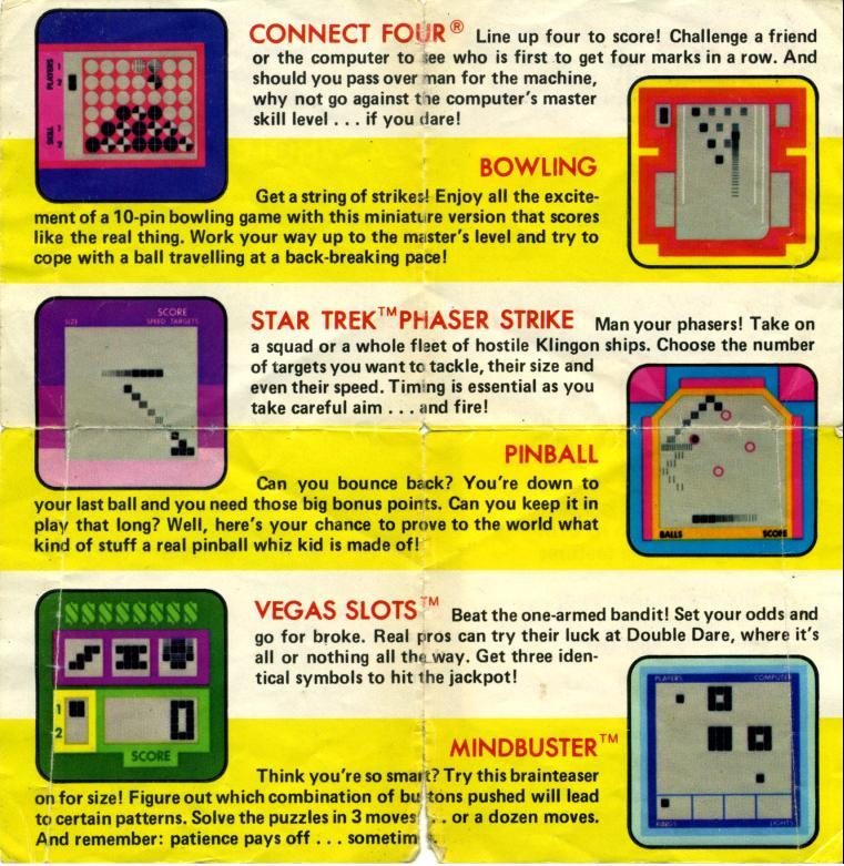 Los juegos que incluía Milton-Bradley Microvision.