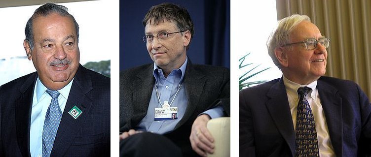 Slim, Gates, Buffett: 153.500 millones de dólares entre los tres