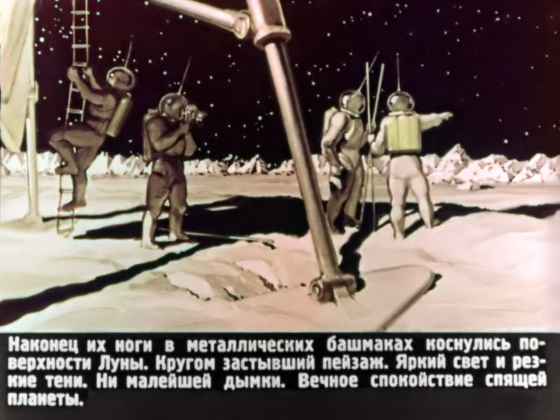 Los astronautas rusos desembarcan sobre la Luna.