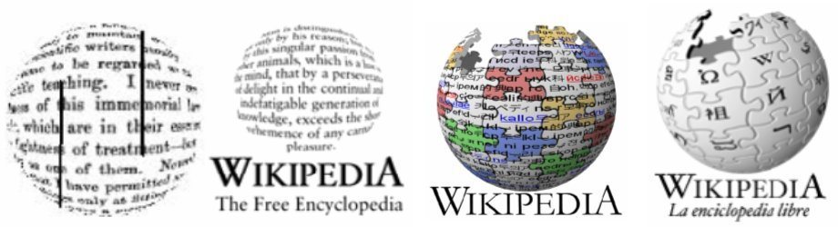 A lo largo de su historia, la Wikipedia  ha utilizado diferentes isologotipos.