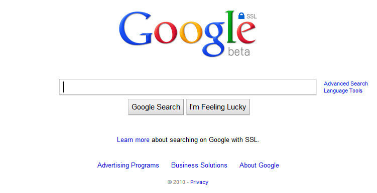 El nuevo portal de Google, utilizando SSL