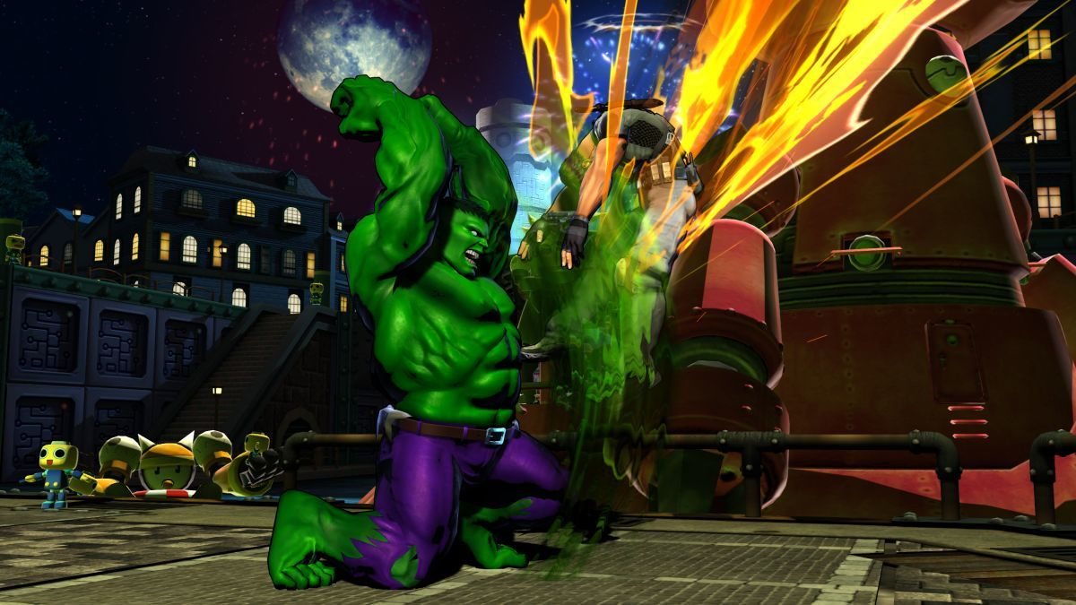 Chris Redfield intentando lidiar con Hulk.