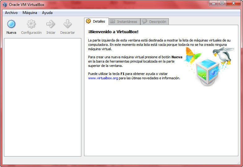 La ventana principal de VirtualBox