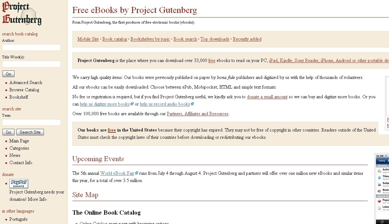 Libros de otras épocas, en Proyecto Gutenberg