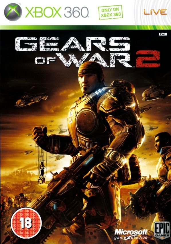 Gears of War 2: La épica de Gears of War representada en la portada.